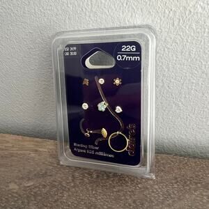 New Claire's 22G Gold-tone Sterling Silver Flower Nose Studs & Hoop - 9 Pack